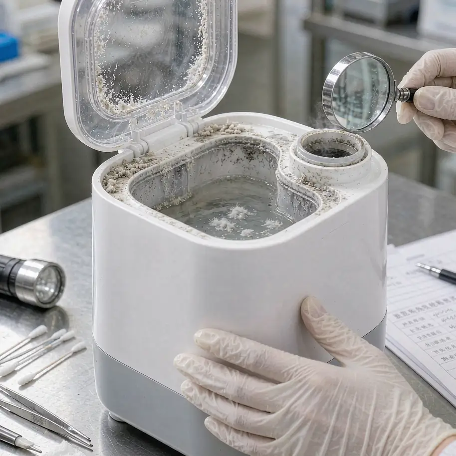 慈溪小家电厂加湿器水箱霉变/生物膜检查实拍