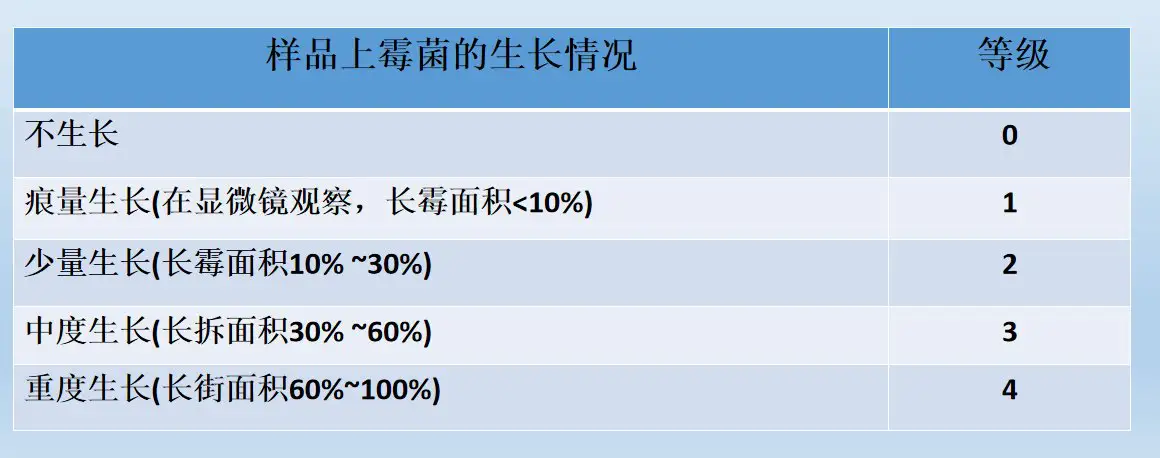 霉菌长霉等级 0-4 级判定表
